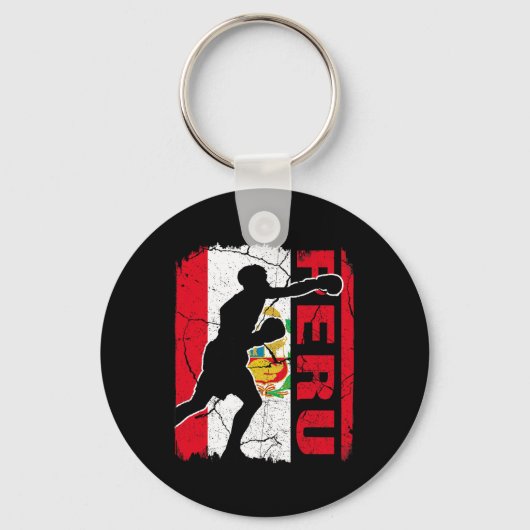 Porte-clés Équipe péruvienne de boxe Pérou Drapeau Gants de b (Recto)