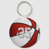 Porte-clés équipe rouge blanc couleurs basketball fête faveur (Recto)