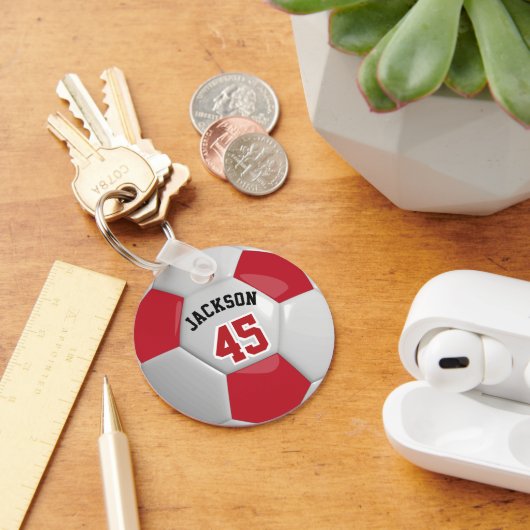 Porte-clés Équipe Rouge et Blanc Soccer ⚽ Porte - clé Ball (Bureau)