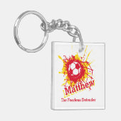 Porte-clés Equipe rouge garçon défensive de soccer personnali (Devant gauche)