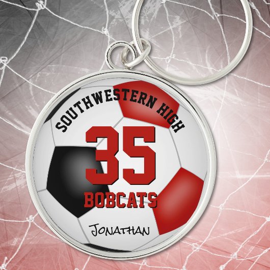 Porte-clés équipe rouge noir couleurs garçons filles nom foot