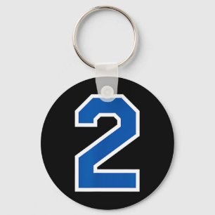 Porte-clés Équipe sportive blanche bleue numéro 2
