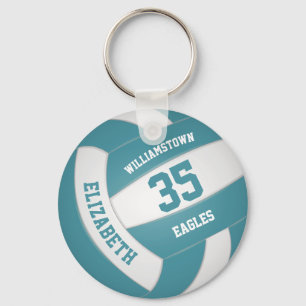 Porte-clés Équipe turquoise de sports blancs couleurs volley-