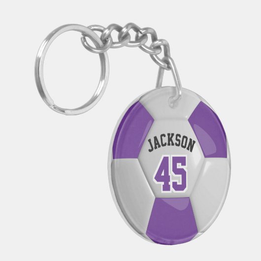 Porte-clés Équipe violette et blanche ⚽ balle (Devant gauche)