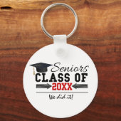 Porte-clés Équipement de graduation noir et rouge (Recto)