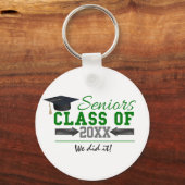 Porte-clés Équipement de graduation vert et gris (Recto)
