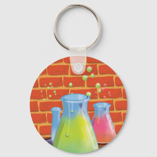 Porte-clés Équipement de science en verre de dessin animé sur