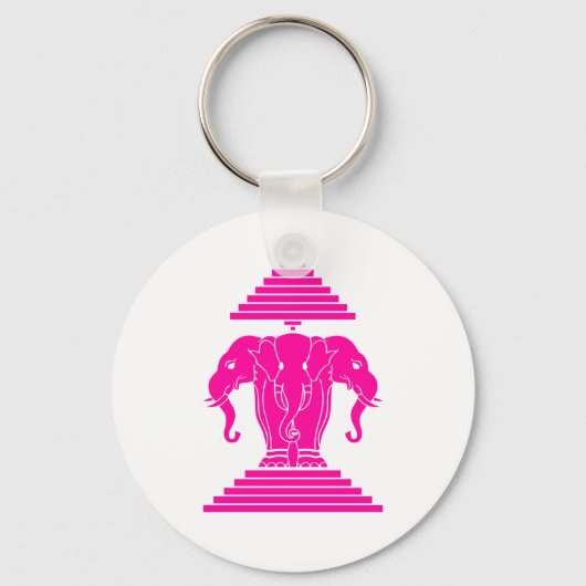 Porte-clés Erawan rose trois éléphant en tête Lao / Laos Drap (Recto)