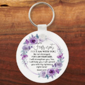 Porte-clés Esaïe 41:10 Crainte non violet Écriture florale (Recto)