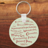 Porte-clés Ésaïe 9:6 en couleurs de Noël (Verso)