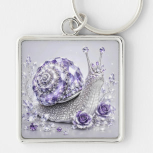 Porte-clés Escargot de cristal violet argenté
