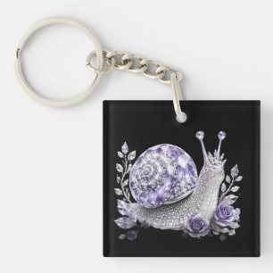 Porte-clés Escargot de cristal violet argenté