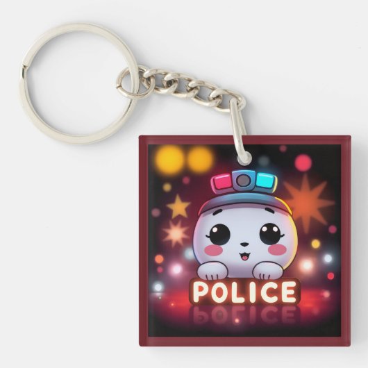 Porte-clés Escouade de police mignonne – Conception de patrou (Devant)
