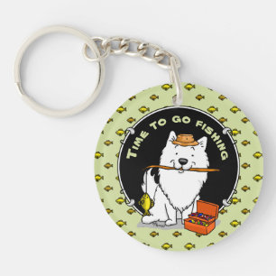 Porte-clés Eskie Fishing American Eskimo Dog - mignon