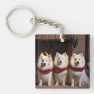 Porte-clés Eskimo Américain au coin du feu de Noël