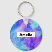Porte-clés Espace de galaxie violet et bleu Abstrait (Recto)