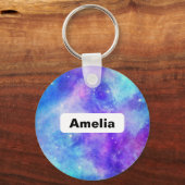 Porte-clés Espace de galaxie violet et bleu Abstrait (Recto)