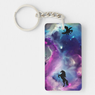 Porte-clés Espace Imaginaire Nebula Unicorn Dragon bleu rose