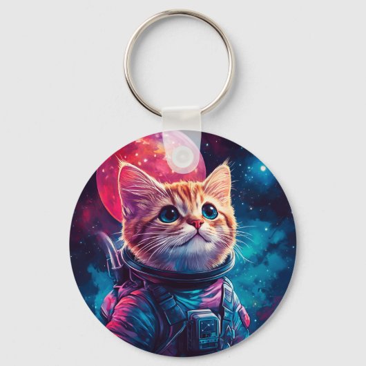 Porte-clés Espace rose astronaute (Recto)