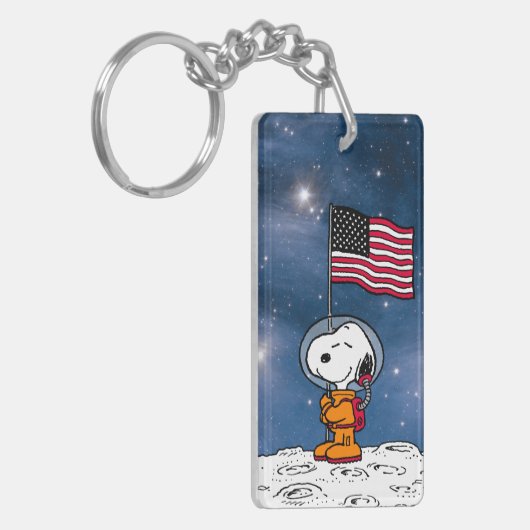 Porte-clés ESPACE | Snoopy avec astronaute du drapeau (Devant gauche)