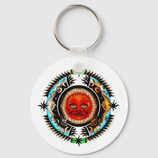 Porte-clés Espace Soleil Et Lune Mandala (Recto)
