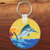 Porte-clés espadon sautant avec bateau de pêche (Recto)