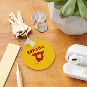 Porte-clés Espagne Carte Jaune et Rouge