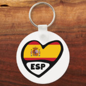 Porte-clés Espagne Code Pays Drapeau Clavier Coeur, ESP (Recto)