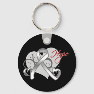 Porte-clés Espoir floral de ruban - cancer de poumon