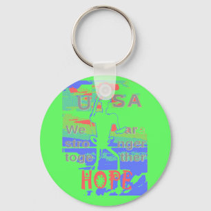 Porte-clés Espoir USA : Art Néon Citron & Orange