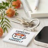 Porte-clés Espresso Yourself - Drôle Pixel Art Conception Caf (Devant Droit)