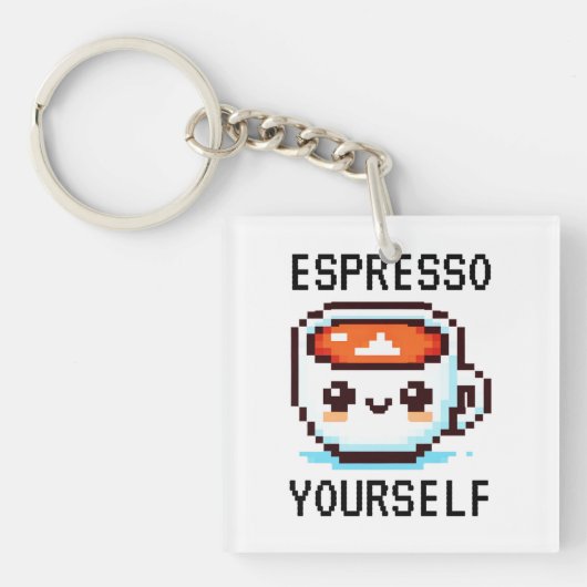 Porte-clés Espresso Yourself - Drôle Pixel Art Conception Caf (Devant)