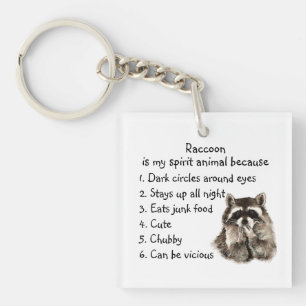 Porte-clés Esprit d'animaux de Raton laveur drôle Humour Aqua