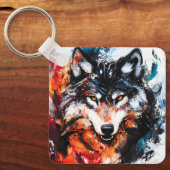 Porte-clés Esprit de loup sauvage abstrait (Recto)