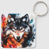 Porte-clés Esprit de loup sauvage abstrait (Dos)