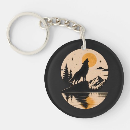 Porte-clés Esprit de loup sous la lune (Devant)