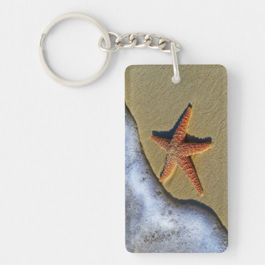 Porte-clés Estarfish orange sur la plage (Devant)