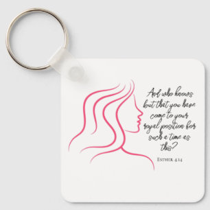 Porte-clés Esther 4:14 Écriture Bible Verse rose Silhouette