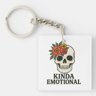 Porte-clés Esthétique de crâne floral avec une touche émotion