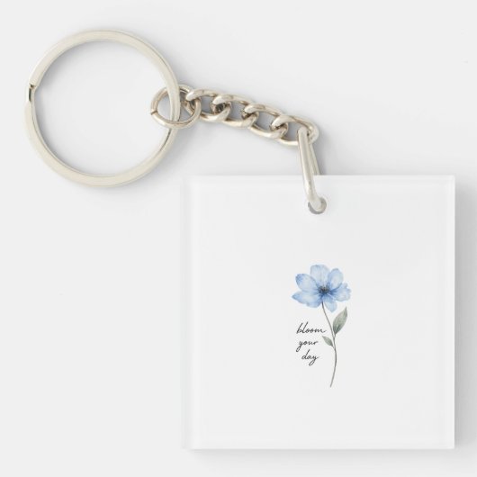 Porte-clés esthétique de fleur bleue délicate (Devant)