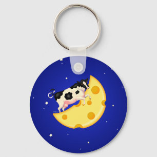 Porte-clés Et la vache s'est cognée sur la lune au fromage