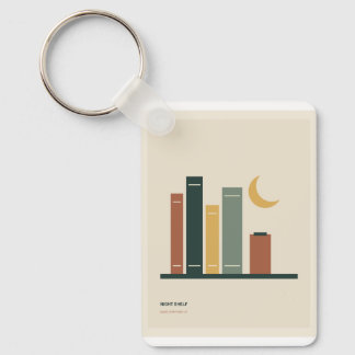Porte-clés Étagère de nuit Livres minimaux et croissant de lu