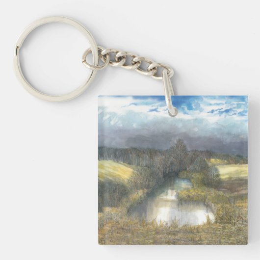 Porte-clés étang d'automne (Devant)