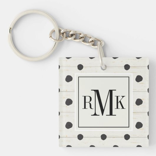 Porte-clés Étape simple trois de signes du monogramme | (Devant)