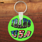 Porte-clés État de l'image Idaho et drapeau USA Texte (Recto)