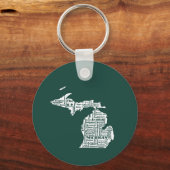 Porte-clés État vert des villes du Michigan (Recto)