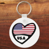 Porte-clés États-Unis Code Pays Drapeau Clavier Coeur États-U (Recto)