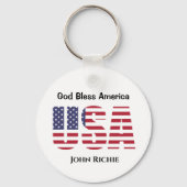 Porte-clés États-Unis Dieu bénisse l'Amérique Aluminium rond (Recto)
