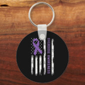 Porte-clés États-Unis Drapeau Purple Ribbon Sensibilisation à (Verso)