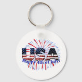 Porte-clés Etats-Unis drapeau texte parties scintillant feux  (Recto)